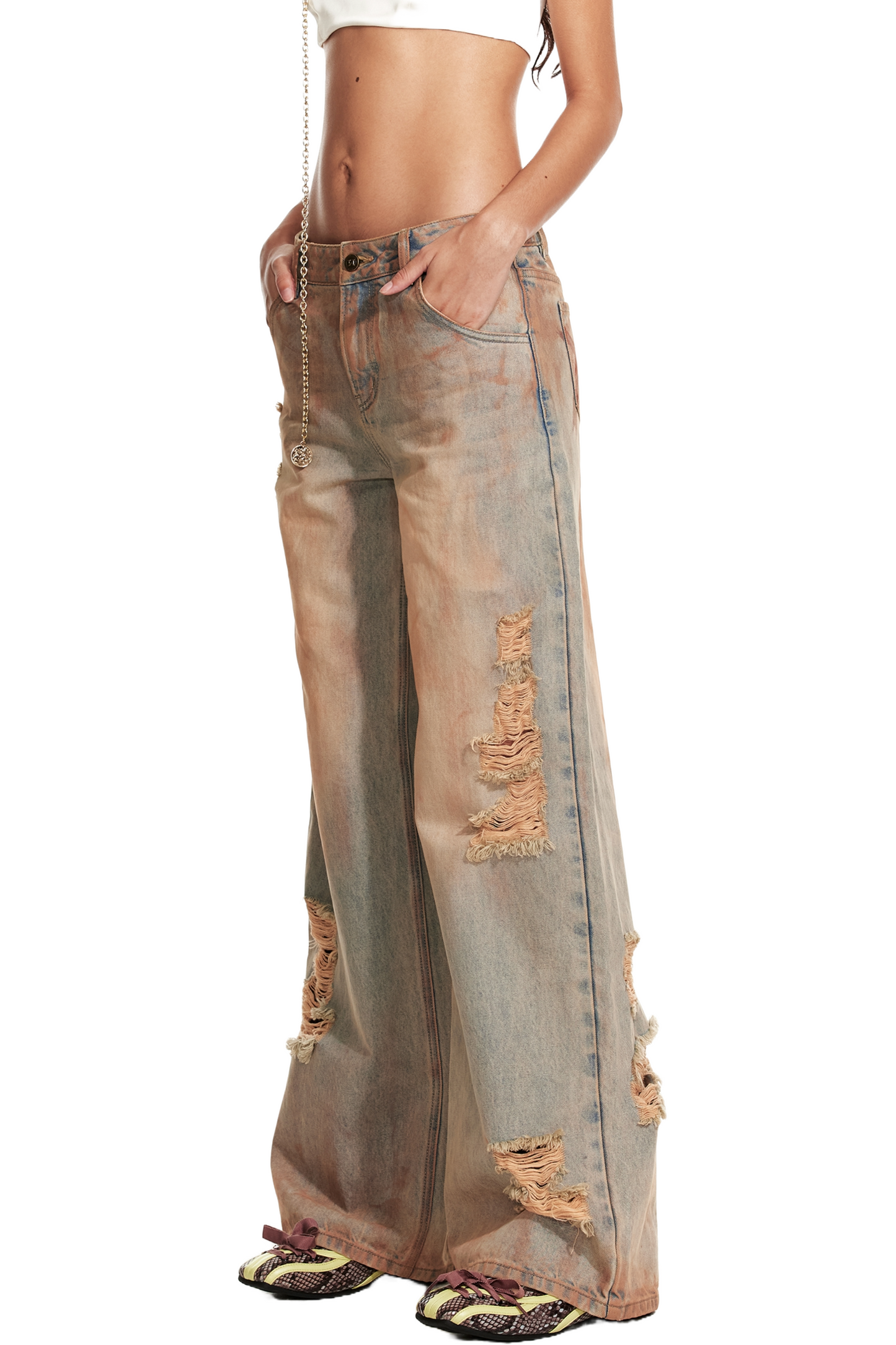 4muggle Retro High Waist Wide Leg Jeans